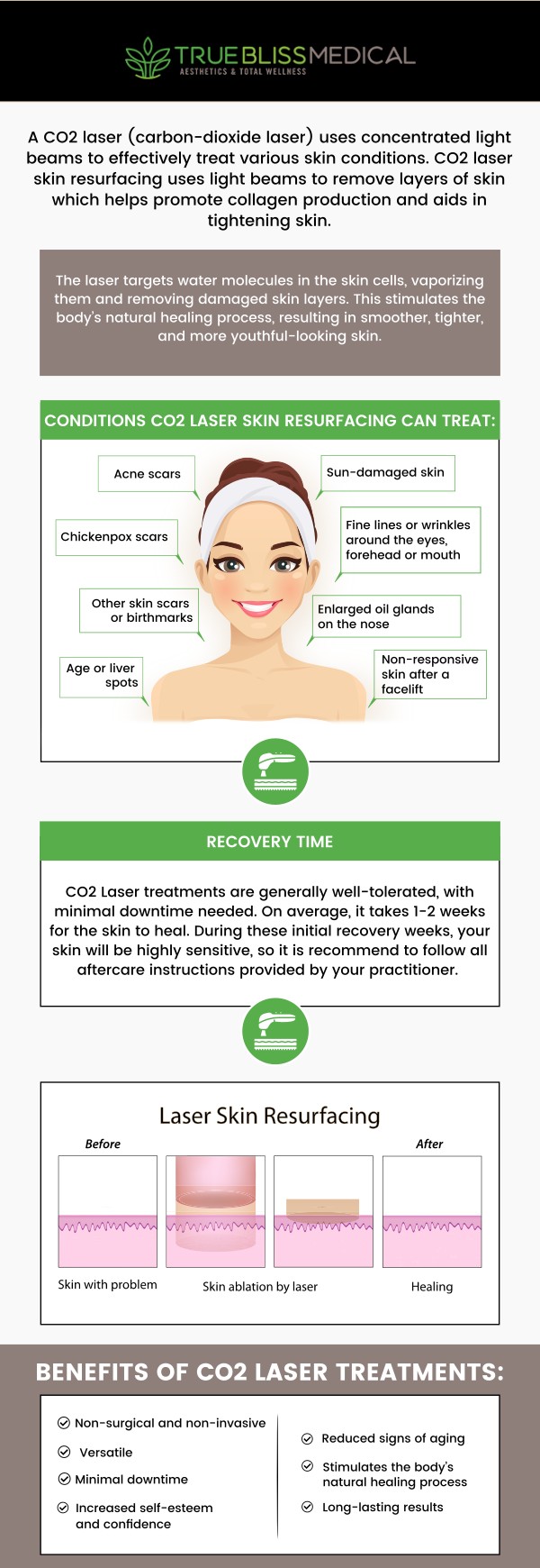 Tetra CoolPeel CO2 Laser Skin Resurfacing targets the superficial skin layer, removing damaged tissue to reveal younger, healthier skin. This advanced treatment stimulates collagen production, improving skin texture and tone while addressing concerns like fine lines, wrinkles, sun damage, and acne scars. At True Bliss Medical Spa, Dr. Alexander Rios provides personalized care, ensuring each treatment is tailored to your unique skin needs. With minimal downtime, CoolPeel offers a safe, effective solution for a rejuvenated appearance. For more information, contact us or book an appointment online. We are conveniently located at 96 Pompton Ave Suite 102, Verona, NJ 07044.