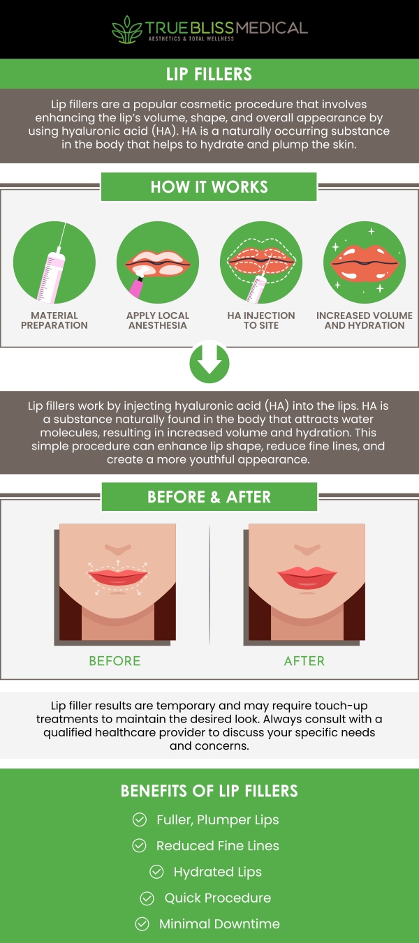 Lip fillers are a popular cosmetic treatment designed to enhance the volume and shape of the lips. Composed of hyaluronic acid, these fillers provide natural-looking results by smoothing lines and adding fullness. The procedure is quick, minimally invasive, and requires little to no downtime. At True Bliss Medical, our skilled team provides personalized care to help you achieve fuller, smoother lips. Whether you're looking to restore volume or enhance lip contours, this treatment offers a safe and effective solution tailored to your needs. Contact us now for more information or book an appointment. We are conveniently located at 96 Pompton Ave Suite 102, Verona, NJ 07044.