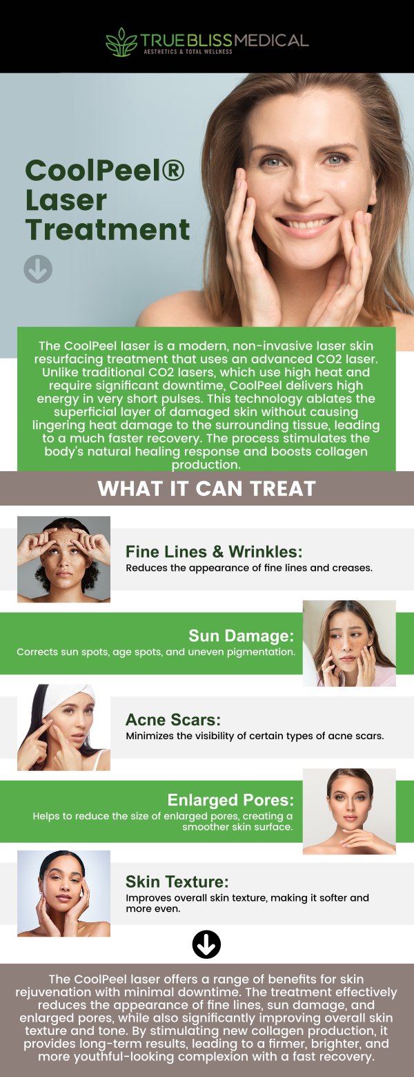 Cool Peel Laser is a revolutionary treatment that targets skin imperfections, promoting a smoother and more radiant complexion. Using advanced technology, it provides a comfortable experience with minimal downtime. Dr. Alexander Rios at True Bliss Medical offers personalized care to ensure optimal results. Enhance your skin’s natural glow and achieve youthful-looking skin with this cutting-edge laser treatment. For more information, contact us or book an appointment online. We are conveniently located at 96 Pompton Ave Suite 102, Verona, NJ 07044.